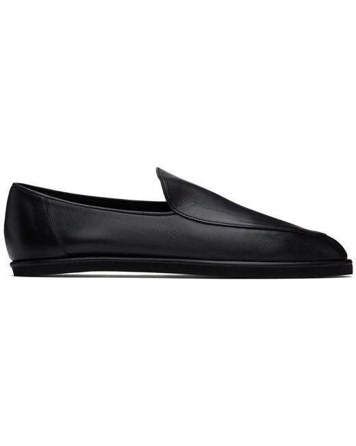 Auralee Black Leather Slip-On Loafers for men