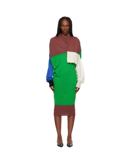 Issey Miyake Green November Sleeves Collection Midi Dress