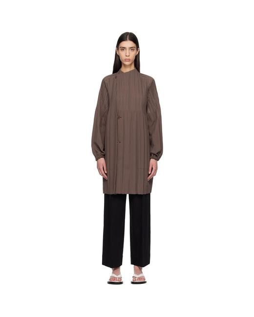 Pleats Please Issey Miyake Black Smooth Coat