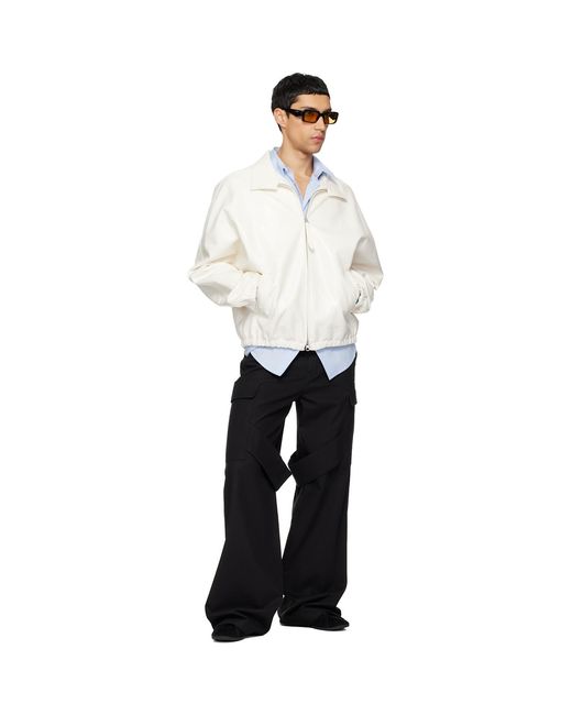 Courreges White Off- Vinyl Zipped Bomber Jacket for men