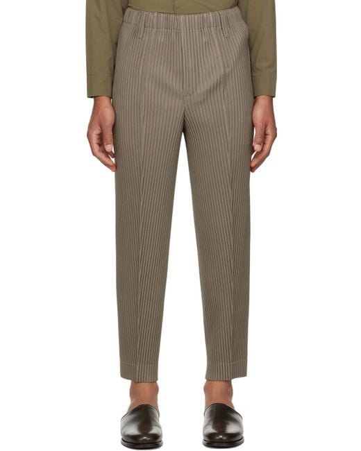 Homme Plissé Issey Miyake Natural Homme Plissé Issey Miyake Khaki Compleat Trousers for men