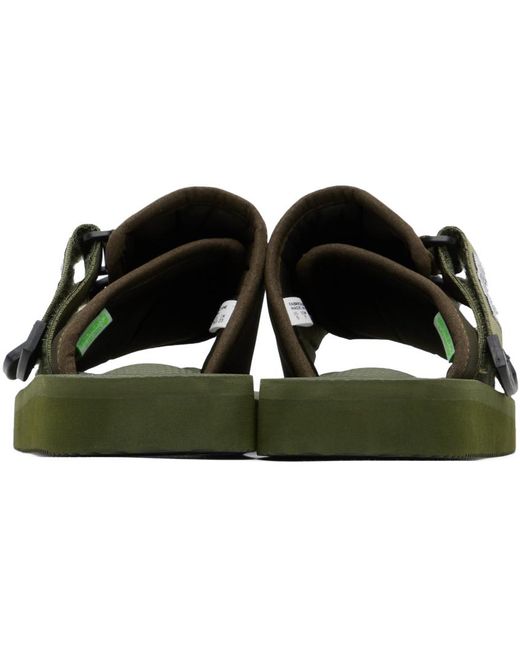 Suicoke Black Green Kaw-cab Sandals for men