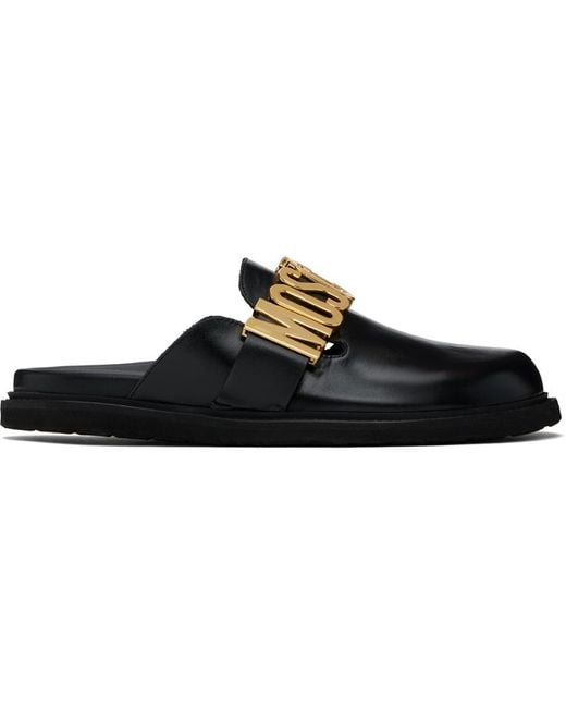 Moschino Black Lettering Sandals for men