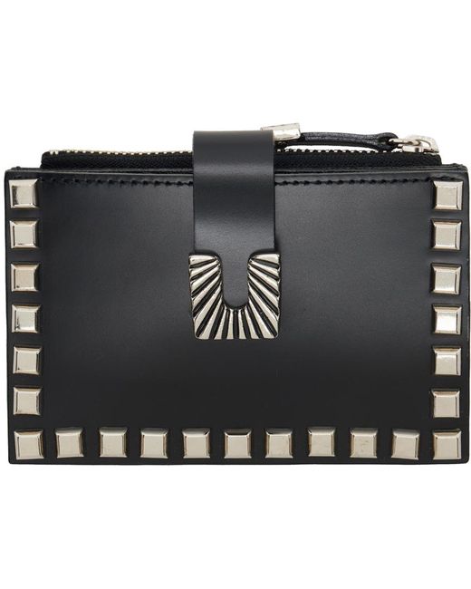 Toga Black Leather Studs Small Wallet