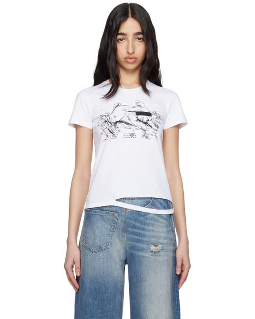 MM6 by Maison Margiela Black Rabbit Print T-Shirt