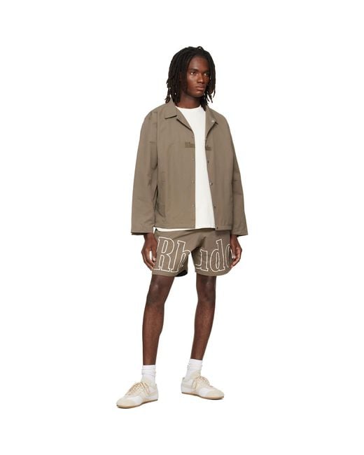 Rhude Brown Taupe Logo Coaches Jacket for men