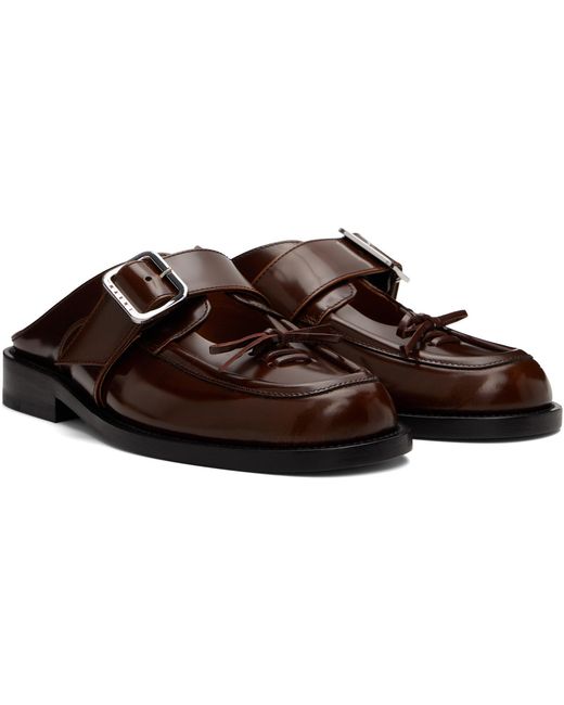 Marni Brown Buckle Sabot Loafers