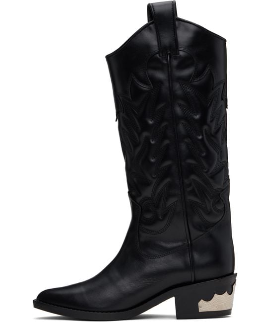 Toga Black Leather Tall Boots