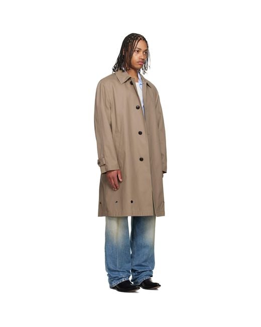 MM6 by Maison Margiela Natural Single-Breasted Utility Coat for men