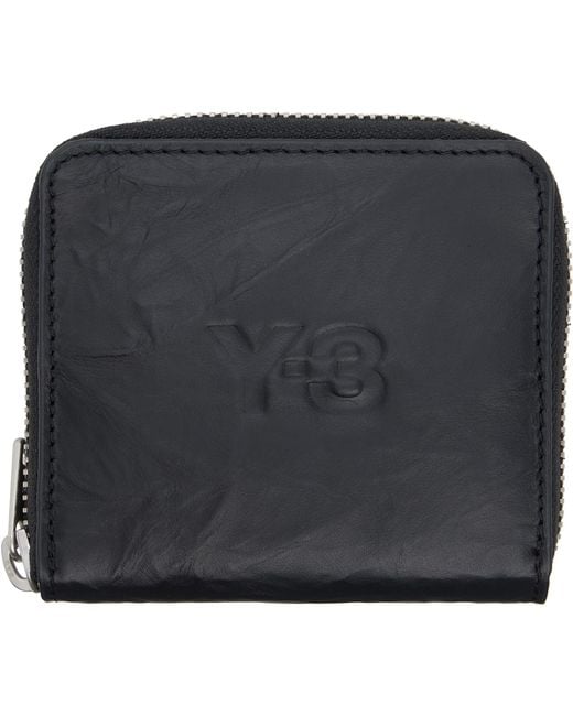 Y-3 Black Crinkle Leather Wallet for men