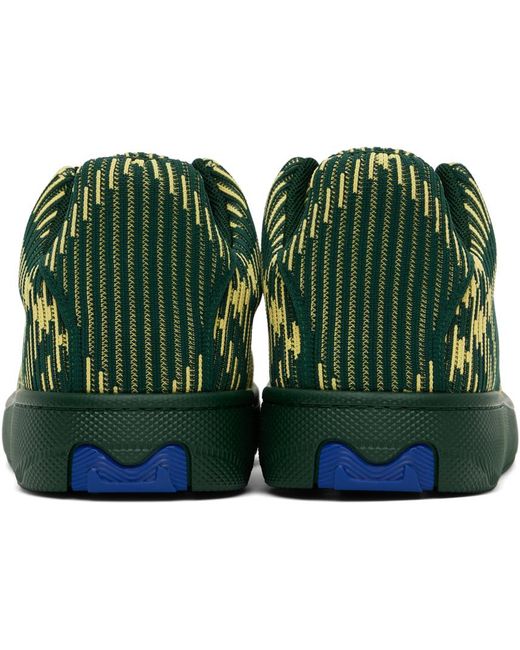 Burberry Green Check Knit Box Sneakers for men