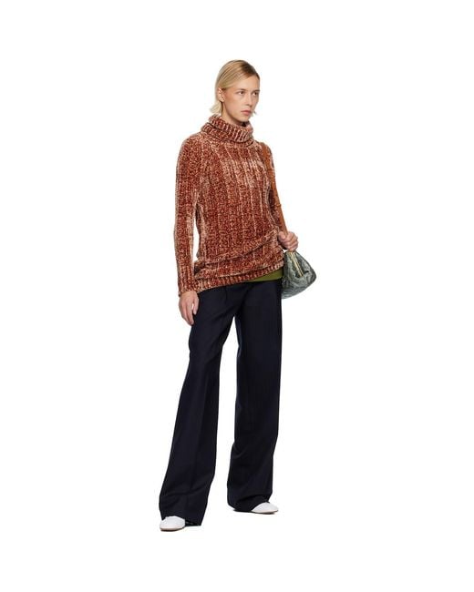 Dries Van Noten Red Long Viscose Turtleneck