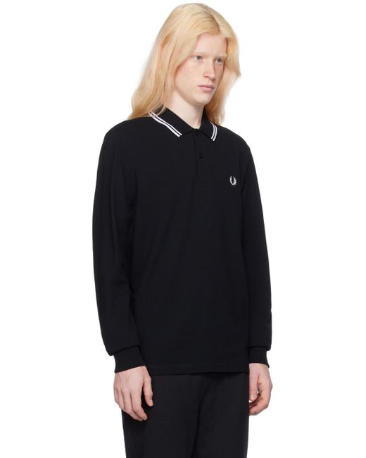 Fred Perry Black 'the ' Long Sleeve Polo for men