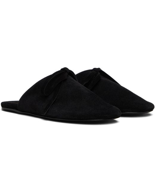 Marie Adam-Leenaerdt Black Bow Suede Slippers