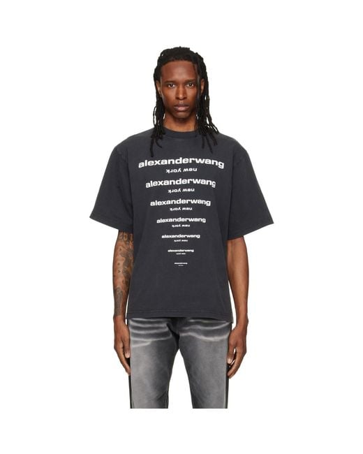Alexander Wang Black Gradient Logo Short Sleeve T-Shirt for men