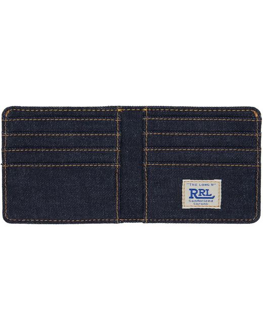 RRL Blue Denim Billfold Wallet for men