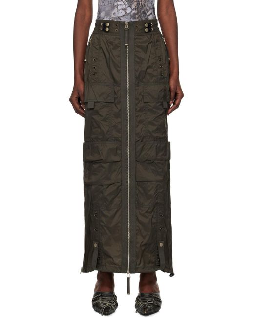 DIESEL Black Khaki O-Crep Maxi Skirt