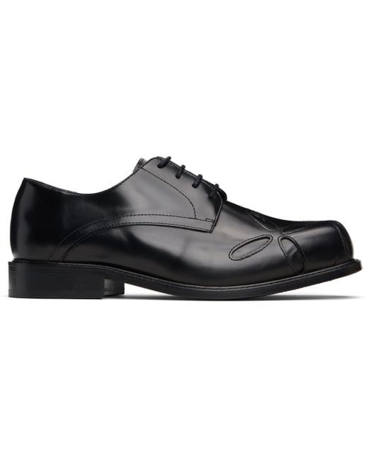 STEFAN COOKE Black Slashed Square Toe Derbys for men