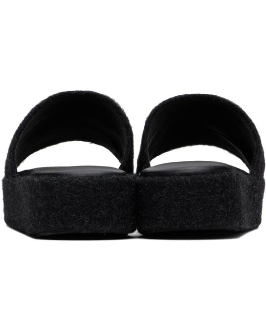 Lauren Manoogian Black Brushed Alpaca Open-Toe Platform Sandals