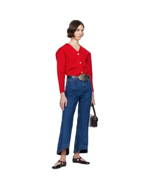 Bally Red V-Neck Cardigan