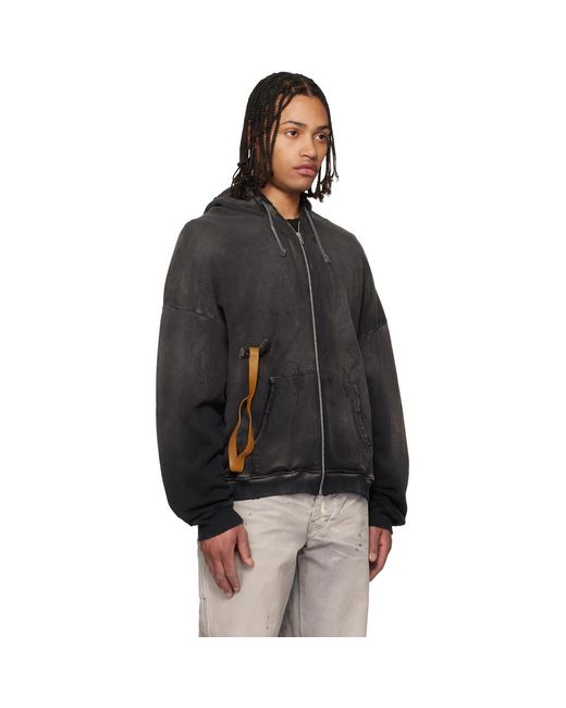 ALEXANDER DIGENOVA Black Rubber Band Hoodie for men