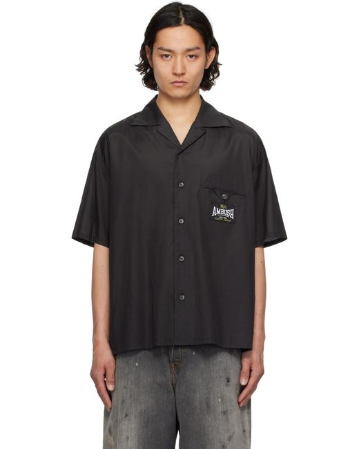 メンズ Ambush ブラック S/S サテン シャツ Black