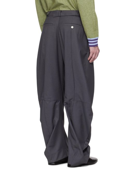 JiyongKim Black Curved Wrap Trousers for men