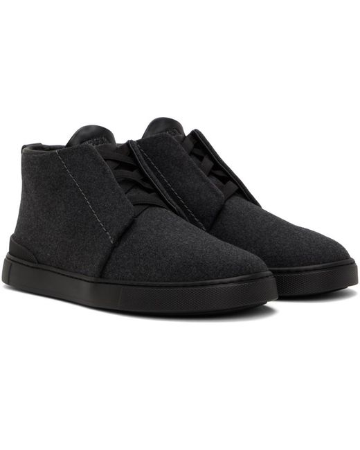 Zegna Black Gray Triple Stitchtm Sneakers for men