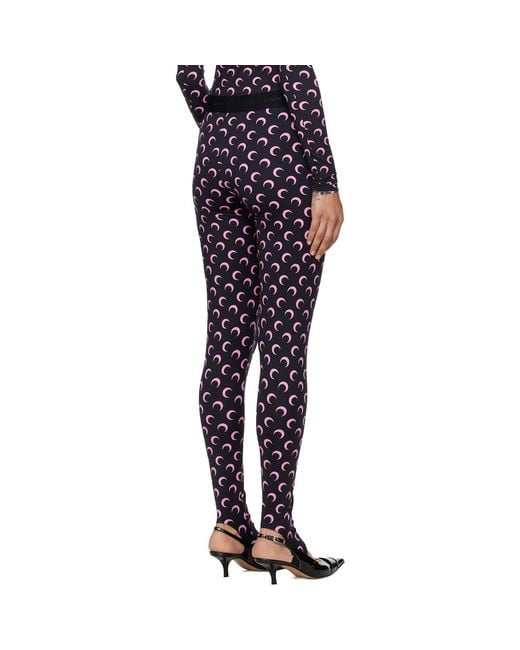MARINE SERRE Black Recycled Moon Jersey Stirrup Leggings