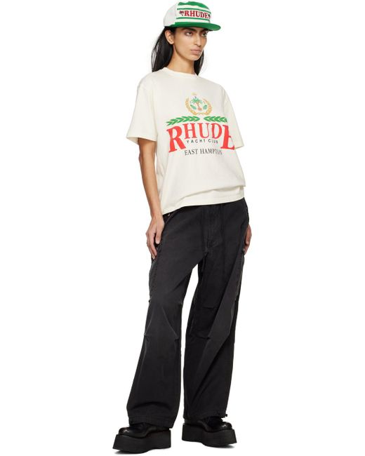 Rhude Black Off-white 'east Hampton' T-shirt