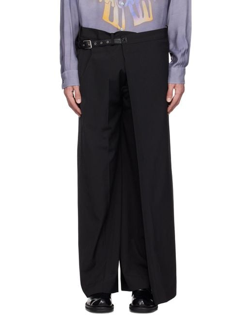 Acne Black Wrap Over Trousers for men