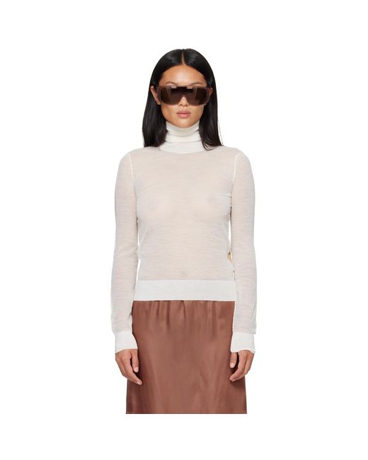MM6 by Maison Margiela White Front Back Pullover Turtleneck