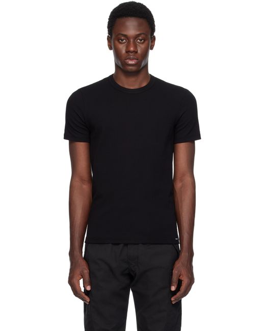 メンズ Tom Ford ブラック ストレッチ コットンジャージ Tシャツ Black