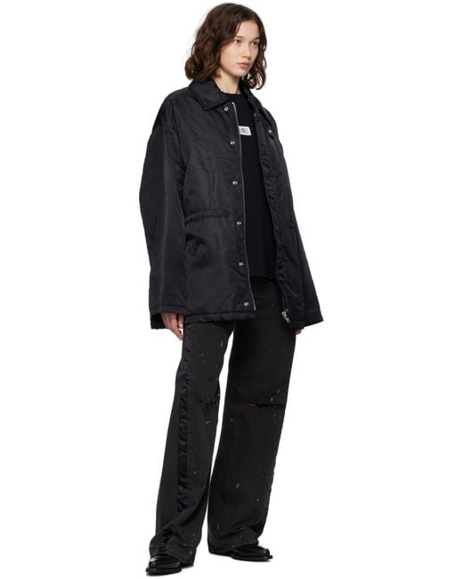 MM6 by Maison Martin Margiela ブラック ナイロン スポーツジャケット Black