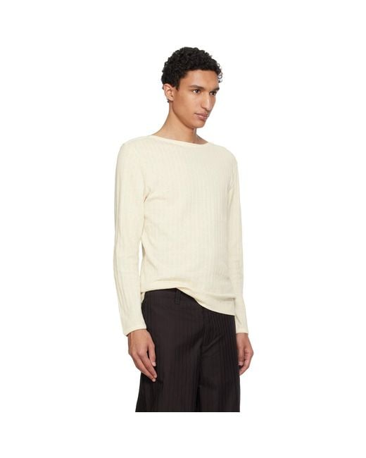 Paul Smith Black Cotton-Linen Boat Neck Long-Sleeve T-Shirt for men