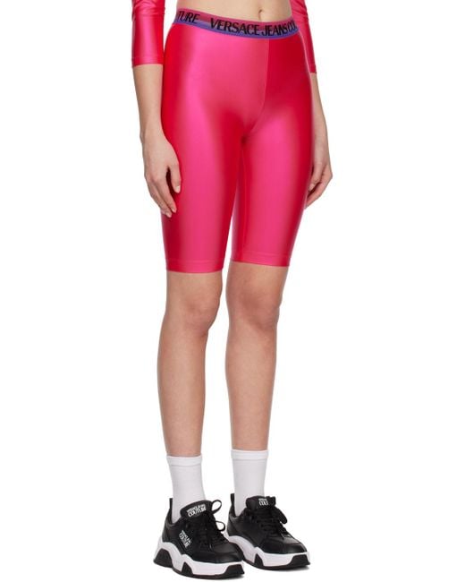 Versace Red Shiny Bike Shorts