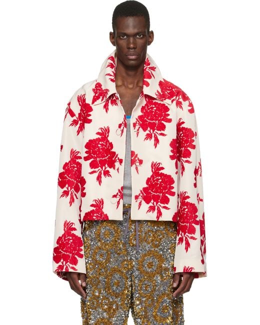 Dries Van Noten Red Off- Floral Jacket for men