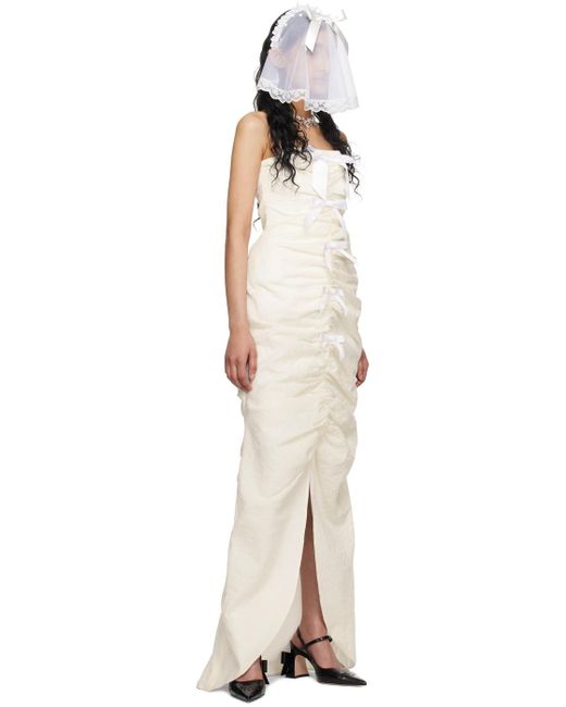 Robe longue ruchée blanc cassé exclusive à ssense - mariage ShuShu/Tong en coloris Black