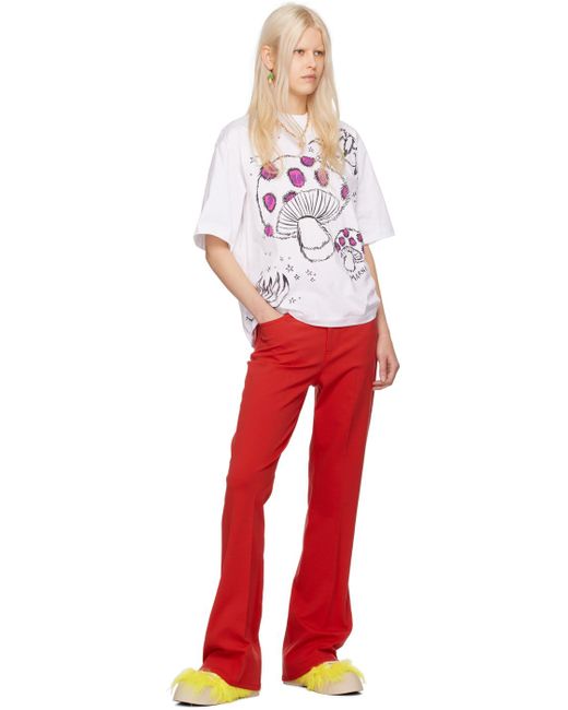 T-shirt blanc exclusif à ssense Marni en coloris Red