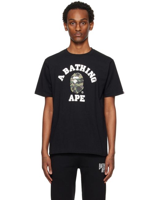 A Bathing Ape Black 1st Camo College T-shirt for men