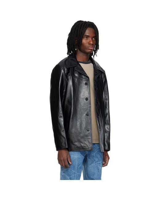 MMIC Black Boulevard Leather Coat for men