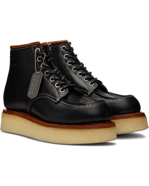 KENZO Black Yama Lace-up Boots for men