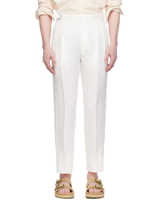 Ralph lauren label pantalon blanc cassé à plis Ralph Lauren Purple Label pour homme en coloris White