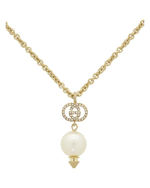 gucci double g pearl necklace