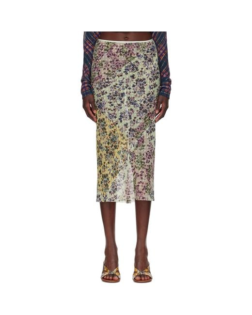 Dries Van Noten Multicolor Jacquard Midi Skirt