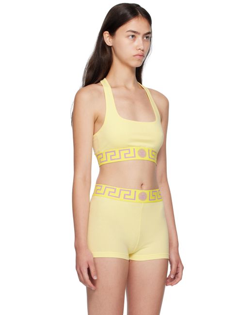 Versace イエロー グレカ ボーダー スクープ ブラ Orange