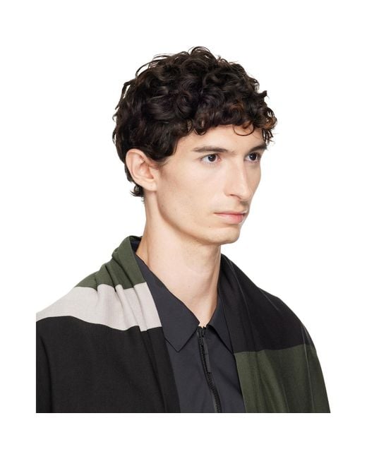Kiko Kostadinov Black Khaki Sigo Wide Knit Scarf for men