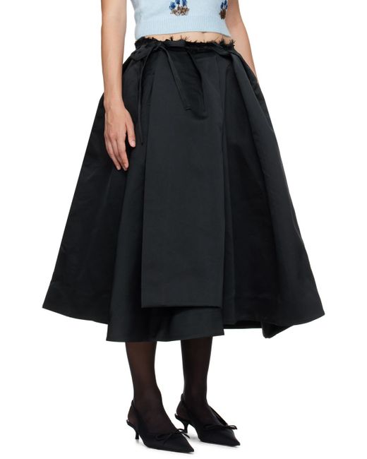 ShuShu/Tong Black Irregular Pleated Midi Skirt