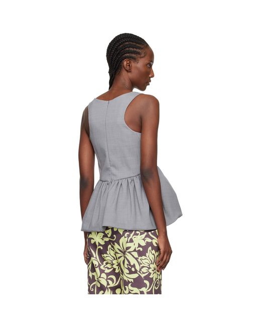 Dries Van Noten Black Wool Peplum Blouse