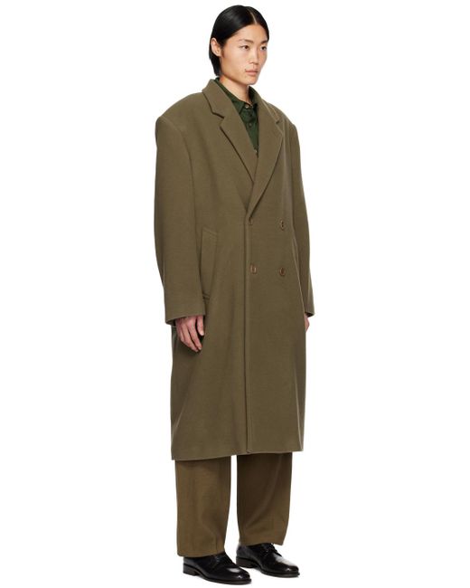 Lemaire Black Khaki Double-breasted Coat for men